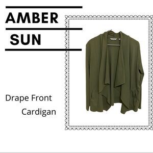 🆕💼Amber Sun Drape Front Olive Green Cardigan